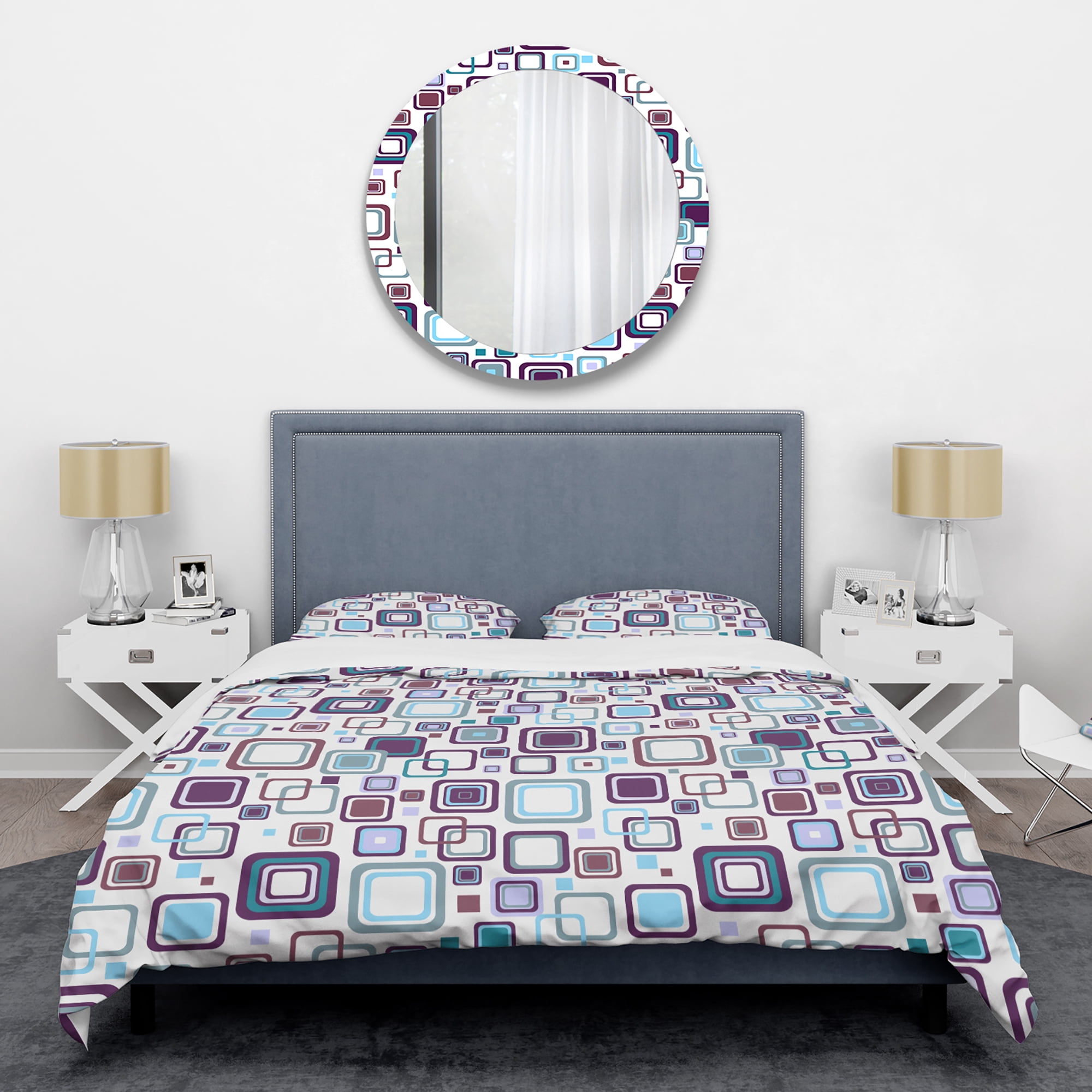 Designart 'Retro Square Design I' Mid-Century Modern Duvet Cover Set