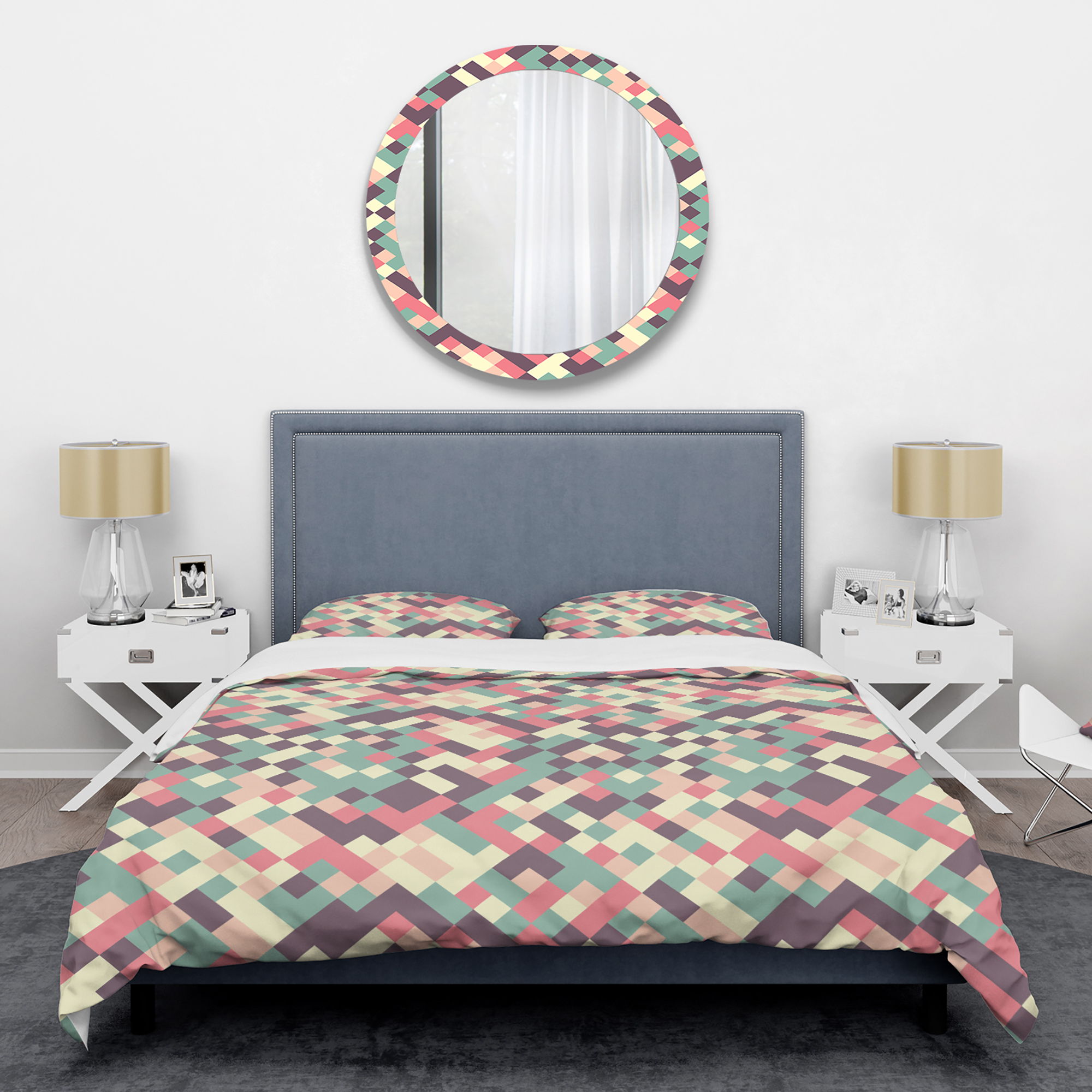 Designart 'Retro Square Design IV' Mid-Century Modern Duvet Cover Set