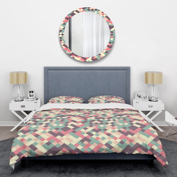 Designart 'Retro Square Design IV' Mid-Century Modern Duvet Cover Set