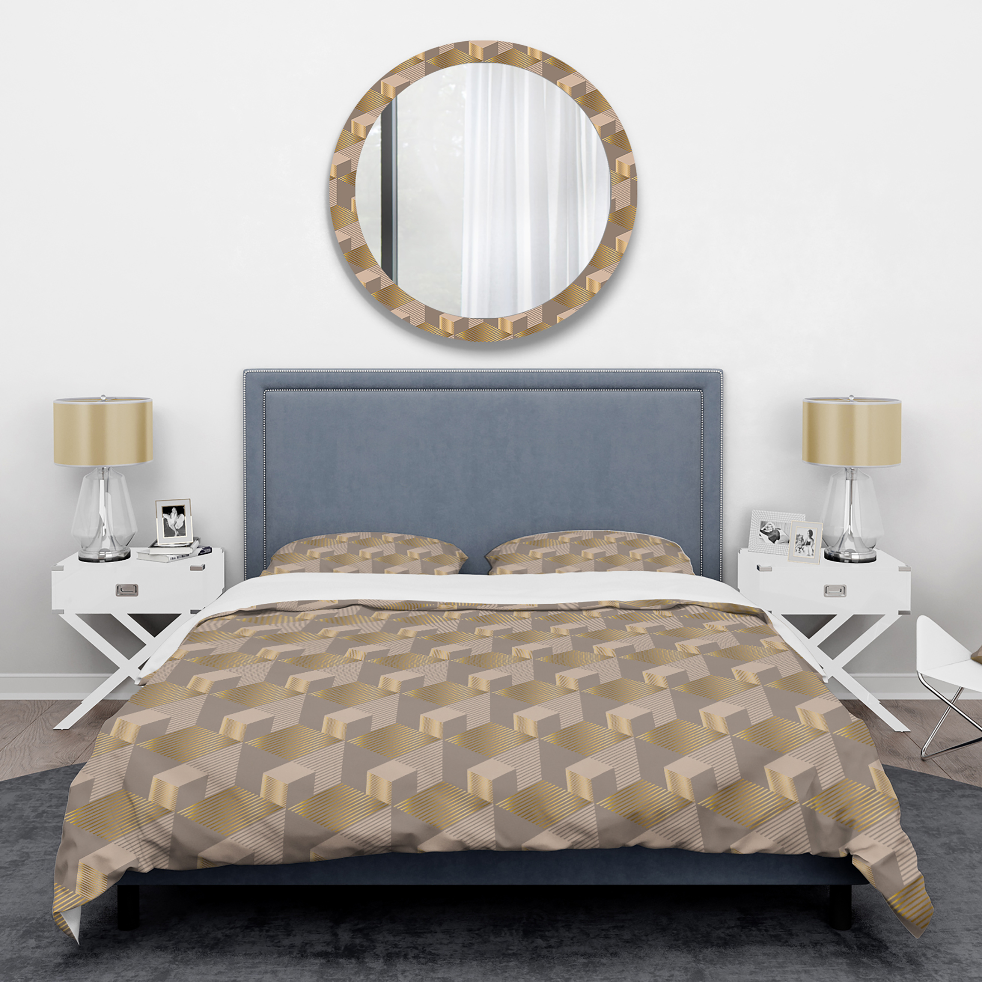 Designart 'Retro Square Design V' Mid-Century Modern Duvet Cover Set