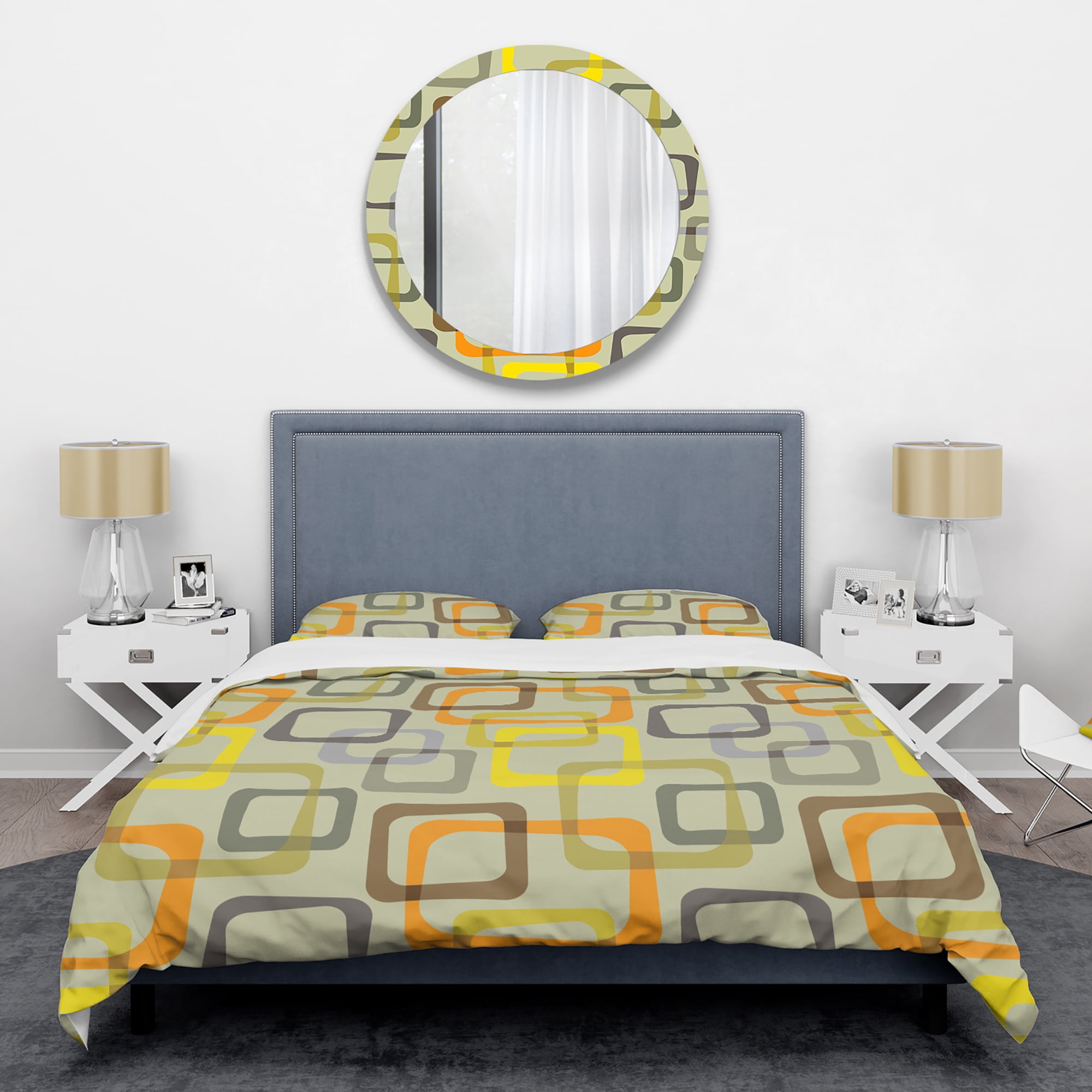 Designart 'Retro Square Design VII' Mid-Century Modern Duvet Cover Set