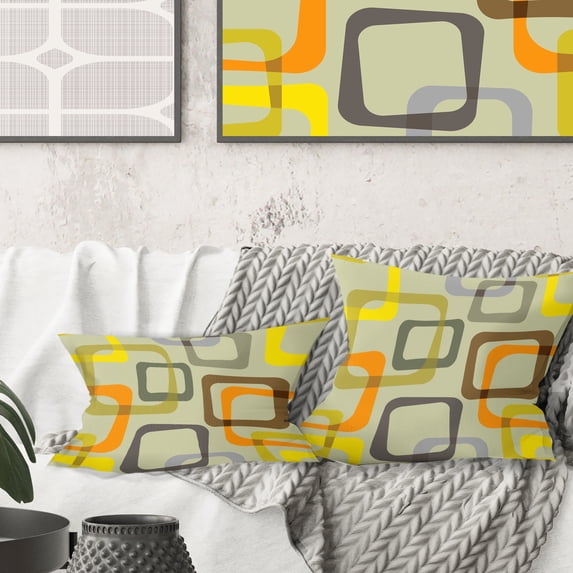 Designart Retro Square Design VII' Mid-Century Modern Throw Pillow - 16x16