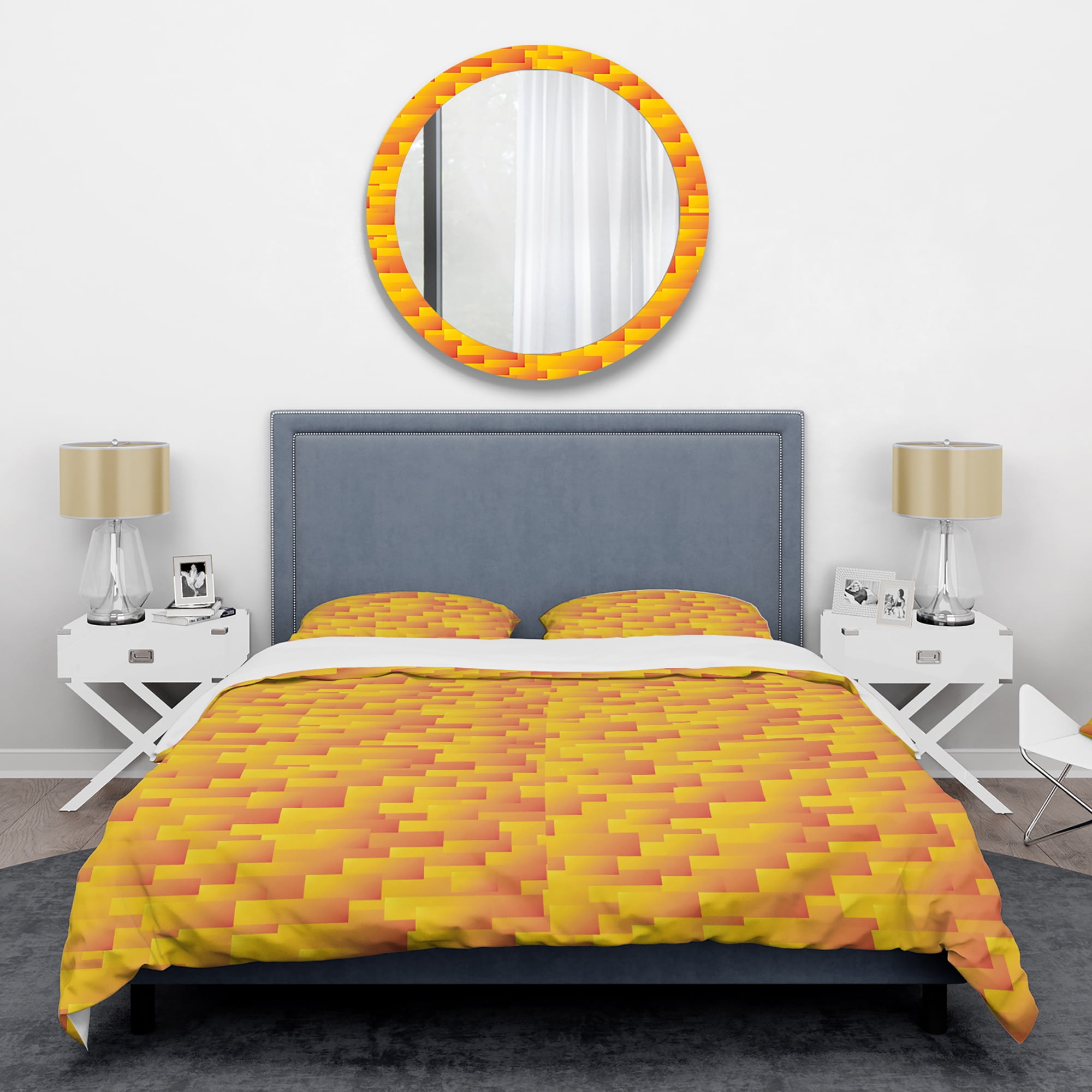 Designart 'Retro Square Design VIII' Mid-Century Modern Duvet Cover Set