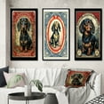 thumbnail image 1 of Designart "Retro Stamp Cute Dachshund Illustration I" Animals Dog Daschund Framed Wall Art Set Of 3 - Black Dog Daschund Frame Gallery Wall Set For Home Decor, 1 of 6