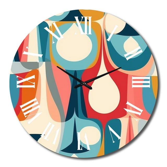 Designart "Retro-Styled Abstract Drops XII" Modern Geometric Oversized Wall Clock