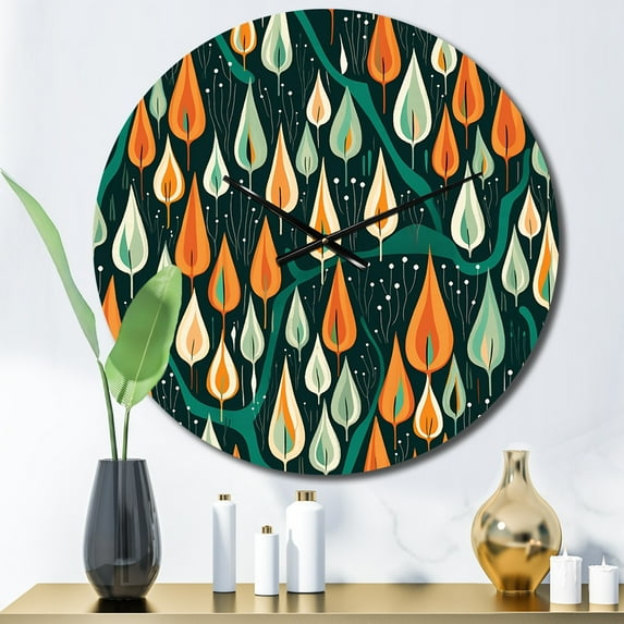 Designart "Retro-Styled Abstract Drops XIV" Modern Geometric Oversized Wall Clock