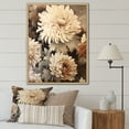 thumbnail image 1 of Designart "Retro Taupe Chrysanthemum Harmony I" Chrysanthemums Floater Framed Canvas Prints, 1 of 5