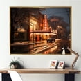 thumbnail image 1 of Designart "Retro Theater Night View" Theatres Floater Framed Canvas Prints, 1 of 5