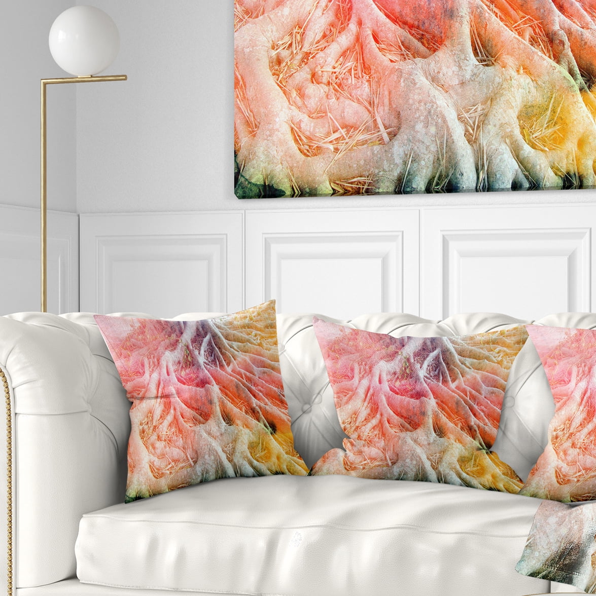 Designart Retro Tree Roots Watercolor - Trees Painting Throw Pillow - 16x16