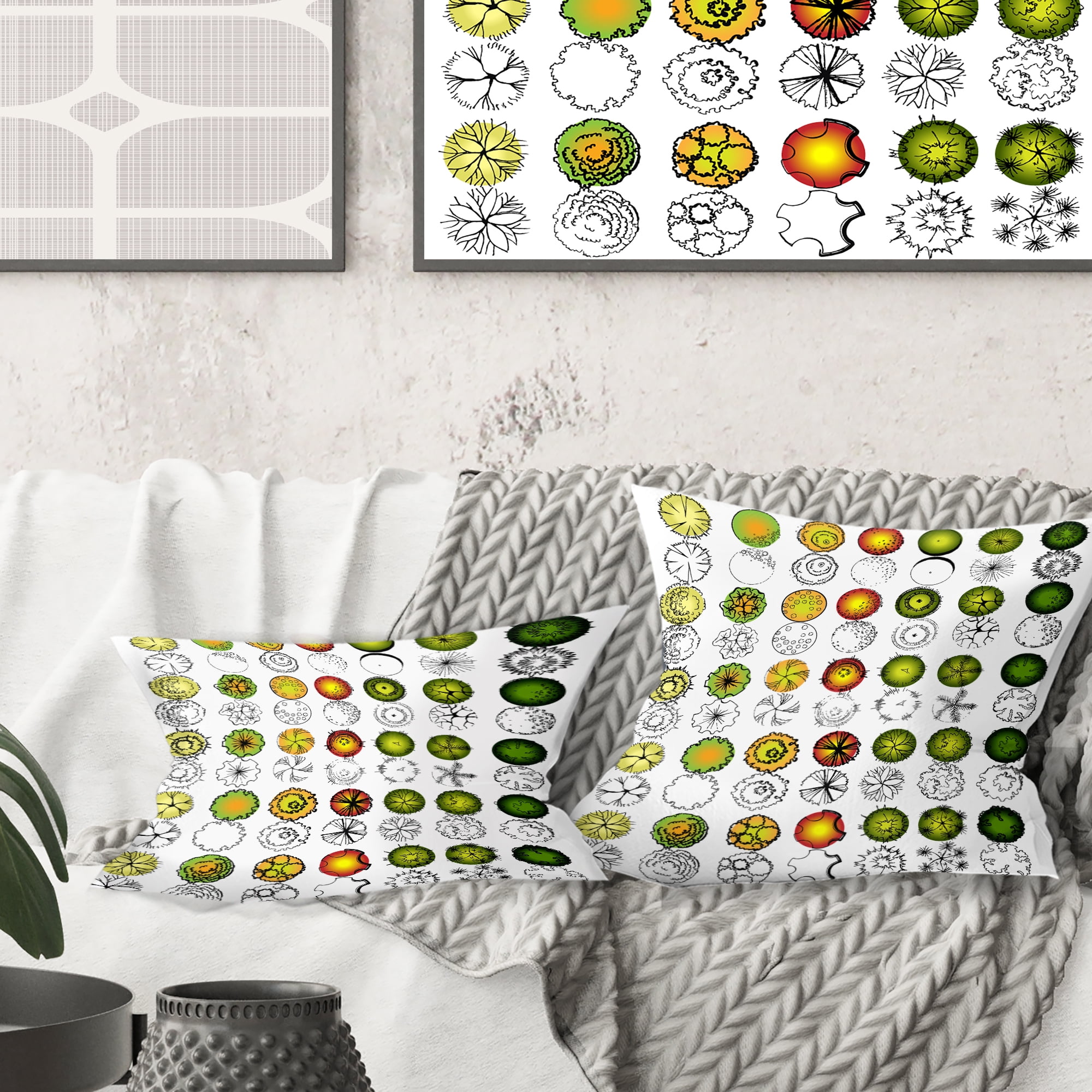 Designart Retro Tree Top Design' Mid-Century Modern Throw Pillow - 16x16