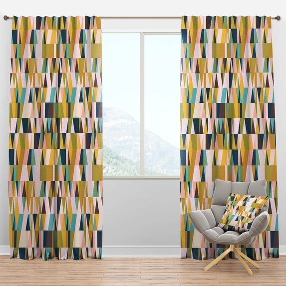 Designart 'Retro Triangular Design I' Mid-Century Modern Blackout Curtain Panel