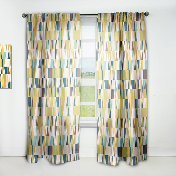 Designart 'Retro Triangular Design I' Mid-Century Modern Curtain Panel