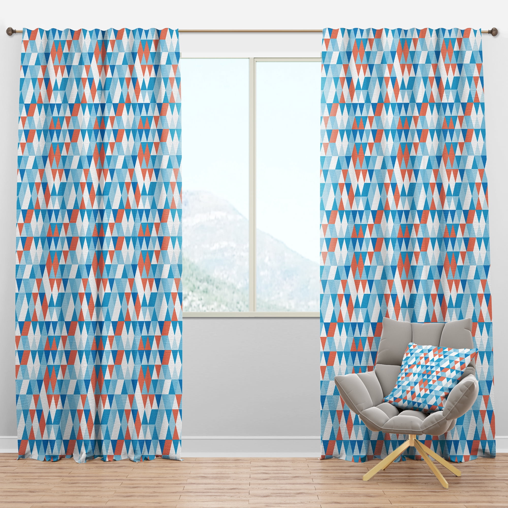 Designart 'Retro Triangular Design II' Mid-Century Modern Blackout Curtain Panel