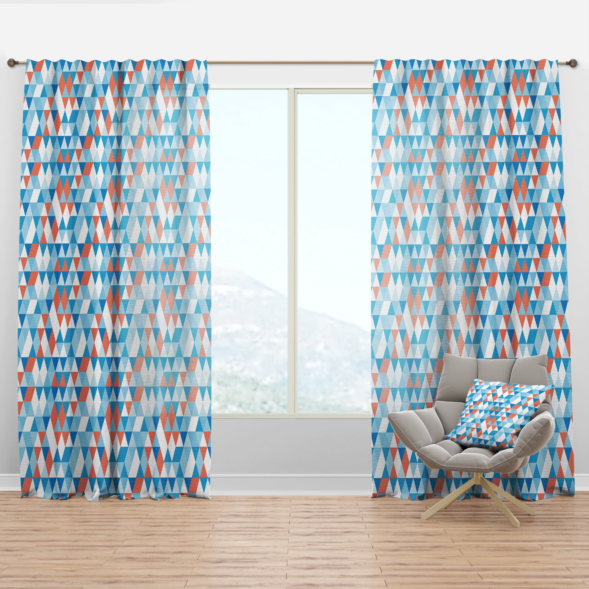 Designart 'Retro Triangular Design II' Mid-Century Modern Curtain Panel