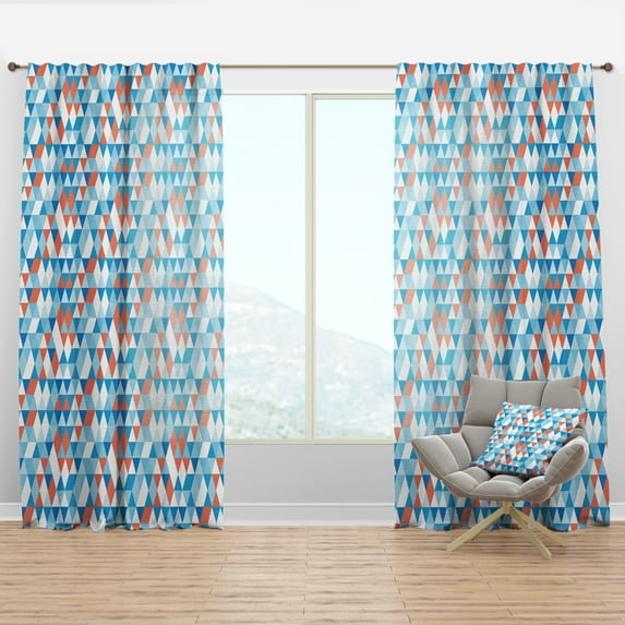 Designart 'Retro Triangular Design II' Mid-Century Modern Curtain Panel