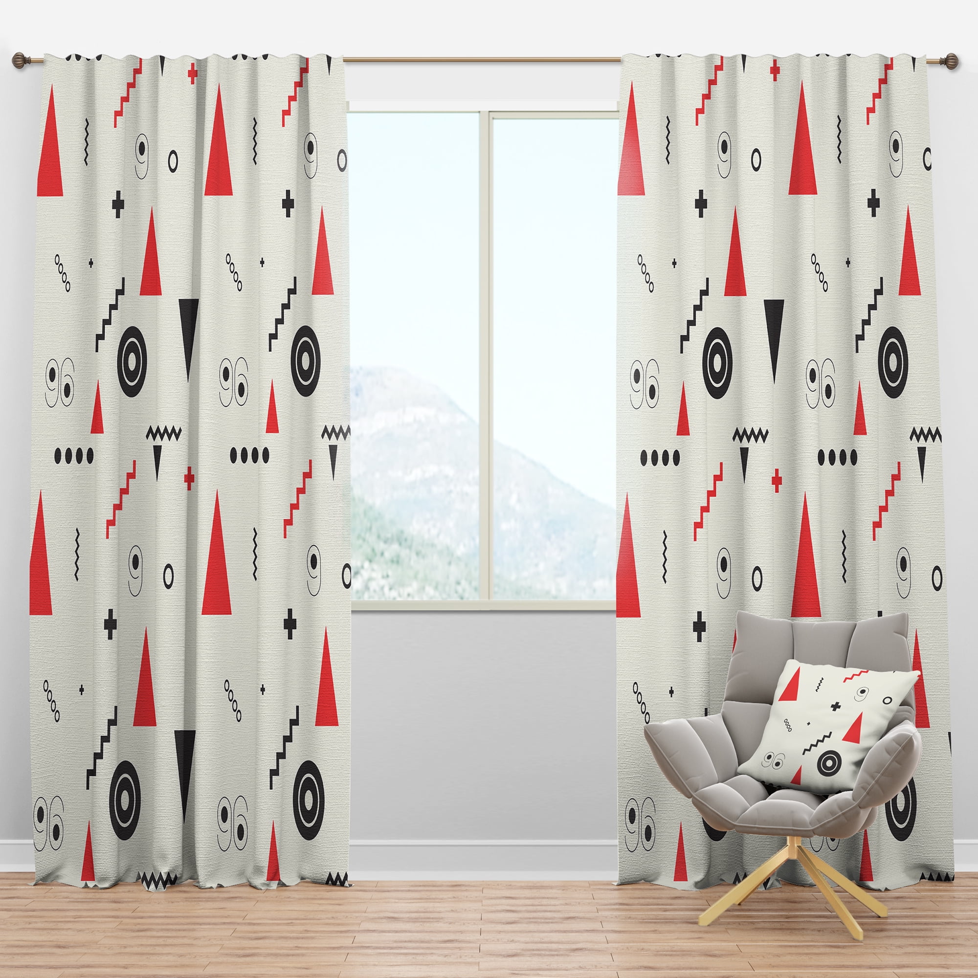 Designart 'Retro Triangular Design III' Mid-Century Modern Blackout Curtain Panel