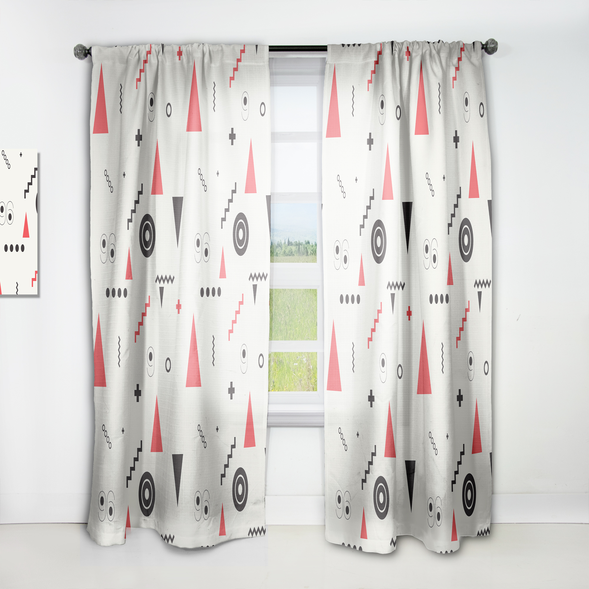 Designart 'Retro Triangular Design III' Mid-Century Modern Curtain Panel