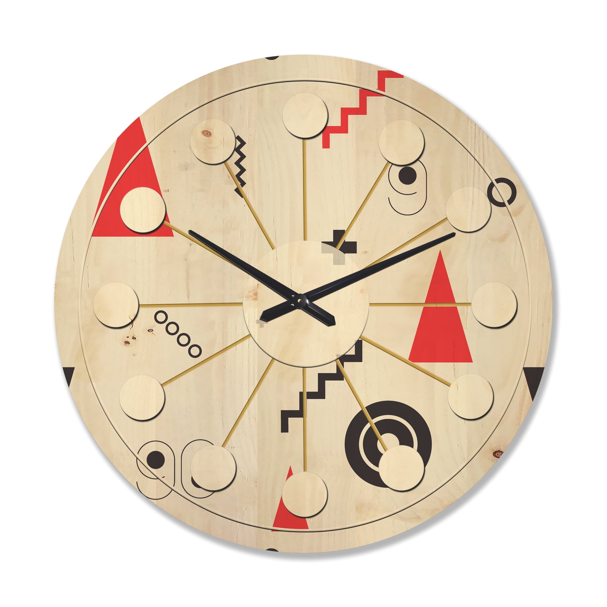 Designart 'Retro Triangular Design III' Mid-Century Modern Wood Wall Clock
