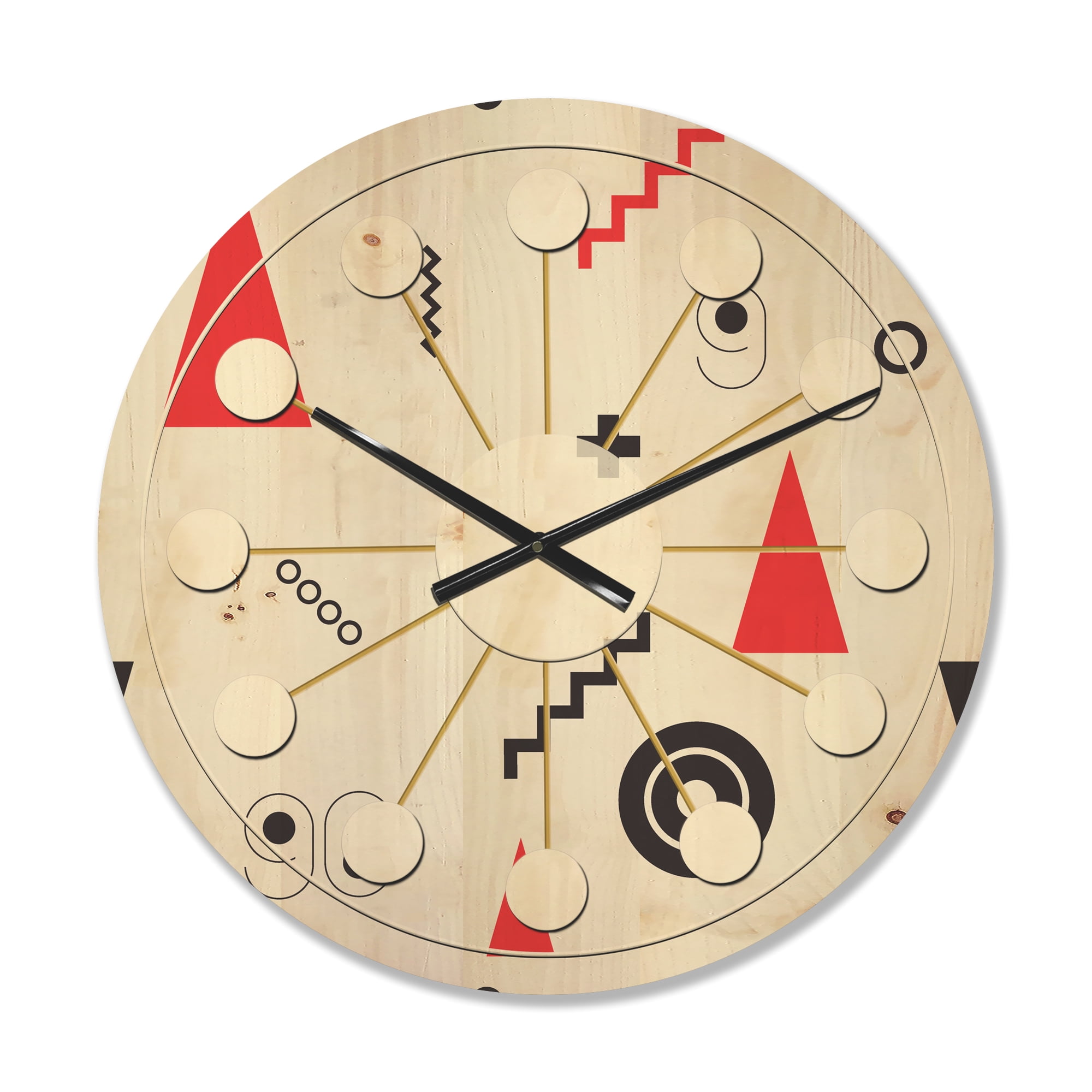 Designart 'Retro Triangular Design III' Mid-Century Modern Wood Wall Clock