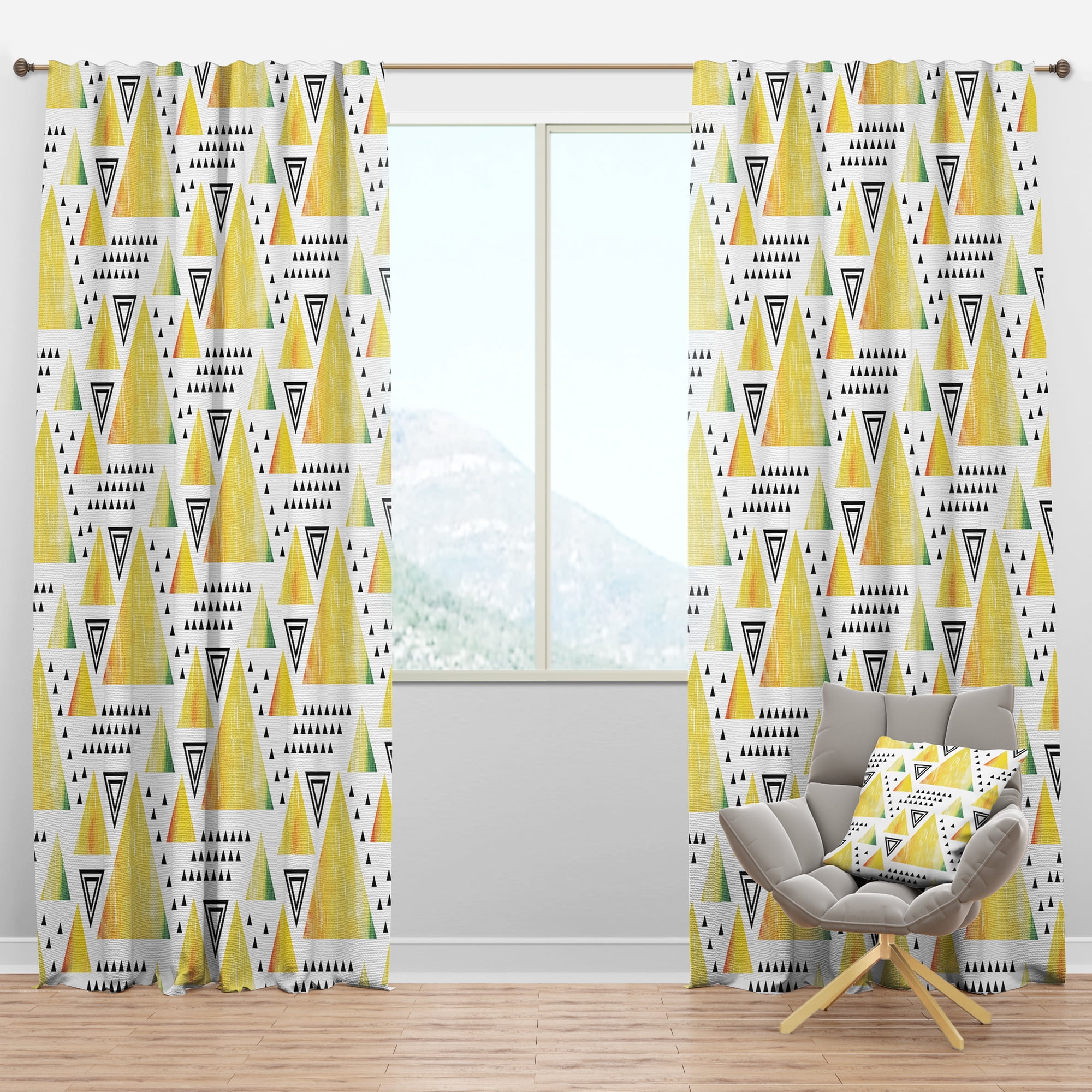 Designart 'Retro Triangular Design IV' Mid-Century Modern Blackout Curtain Panel
