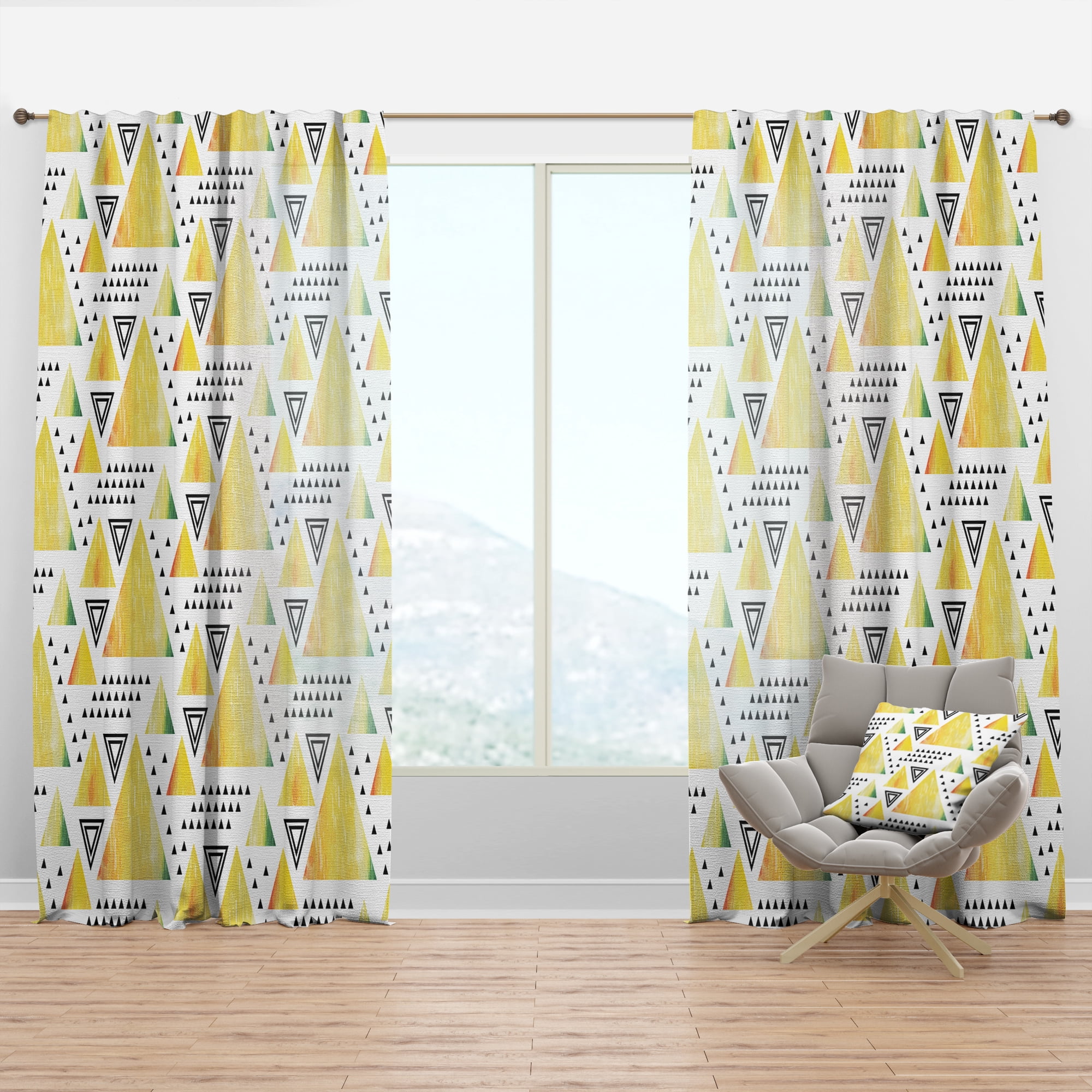 Designart 'Retro Triangular Design IV' Mid-Century Modern Curtain Panel