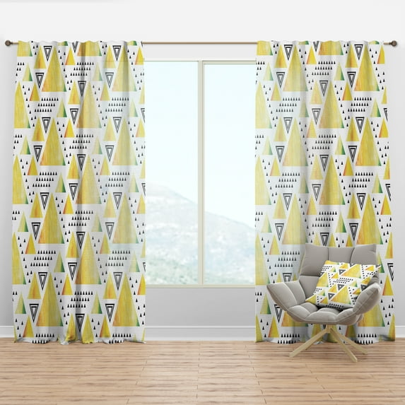 Designart 'Retro Triangular Design IV' Mid-Century Modern Curtain Panel