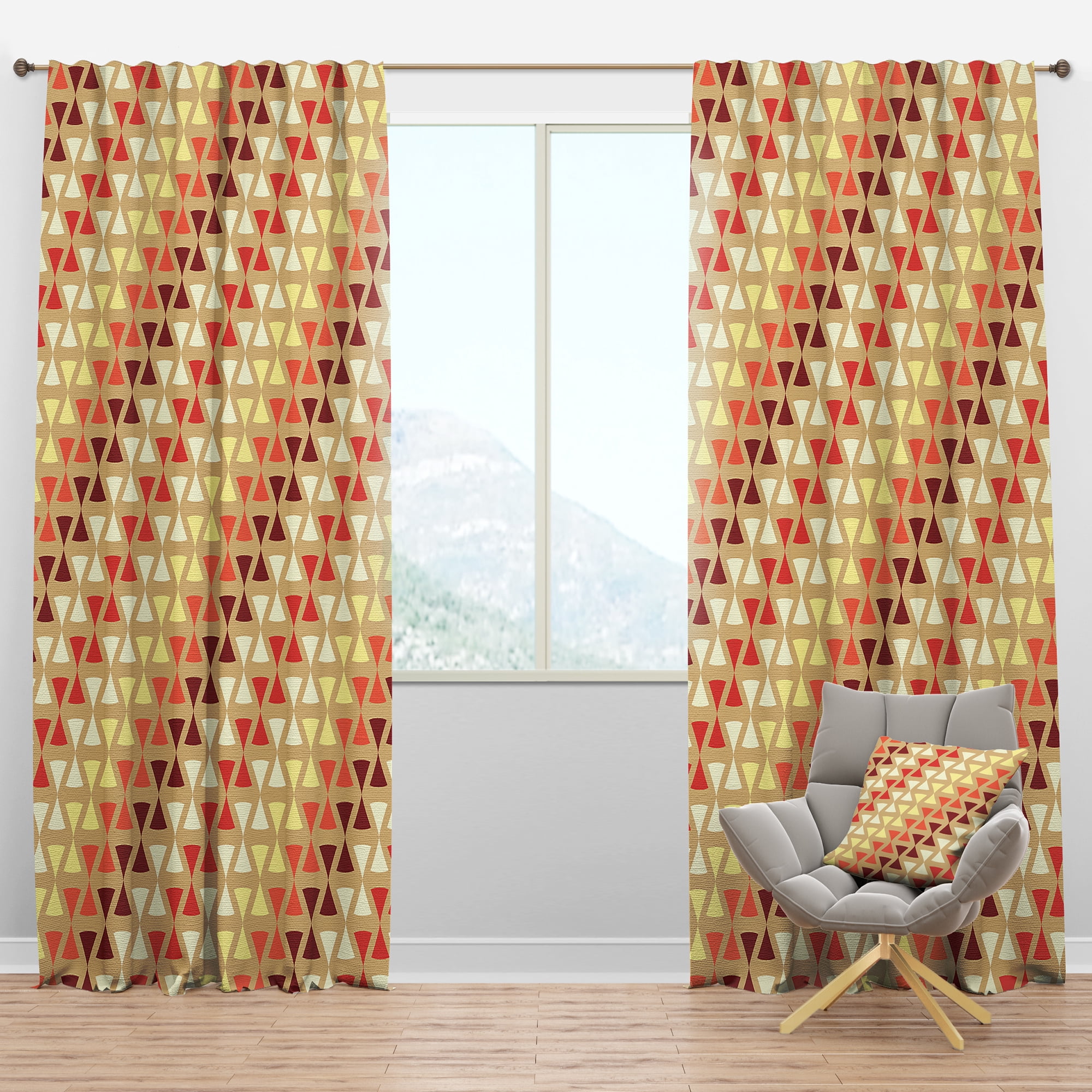 Designart 'Retro Triangular Design IX' Mid-Century Modern Blackout Curtain Panel