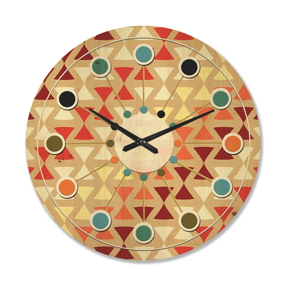 Designart 'Retro Triangular Design IX' Mid-Century Modern Wood Wall Clock