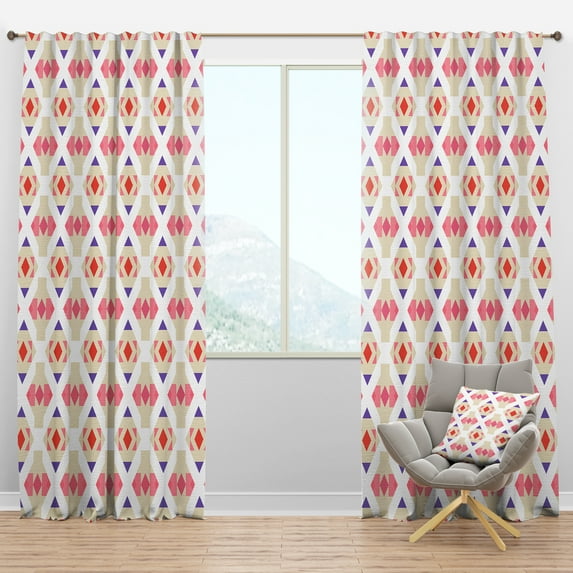 Designart 'Retro Triangular Design VII' Mid-Century Modern Blackout Curtain Panel