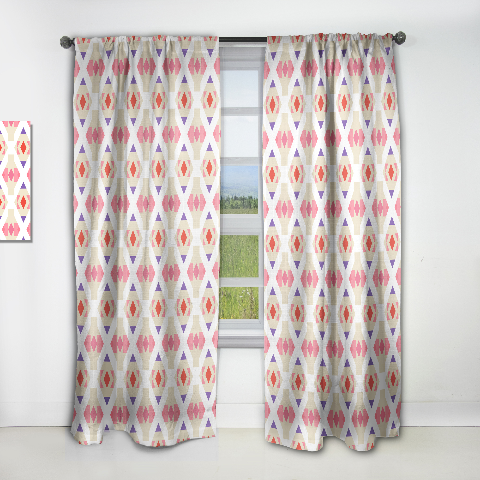 Designart 'Retro Triangular Design VII' Mid-Century Modern Curtain Panel