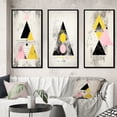 thumbnail image 1 of Designart "Retro Triangular Transcendence II" Modern Geometric Framed Wall Art Set Of 3 - Pink Abstract Frame Canvas Set For Living Room Decor, 1 of 7