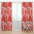 thumbnail image 1 of Designart 'Retro Tropical Foliage Coral I' Mid-Century Modern Blackout Curtain Panel, 1 of 4