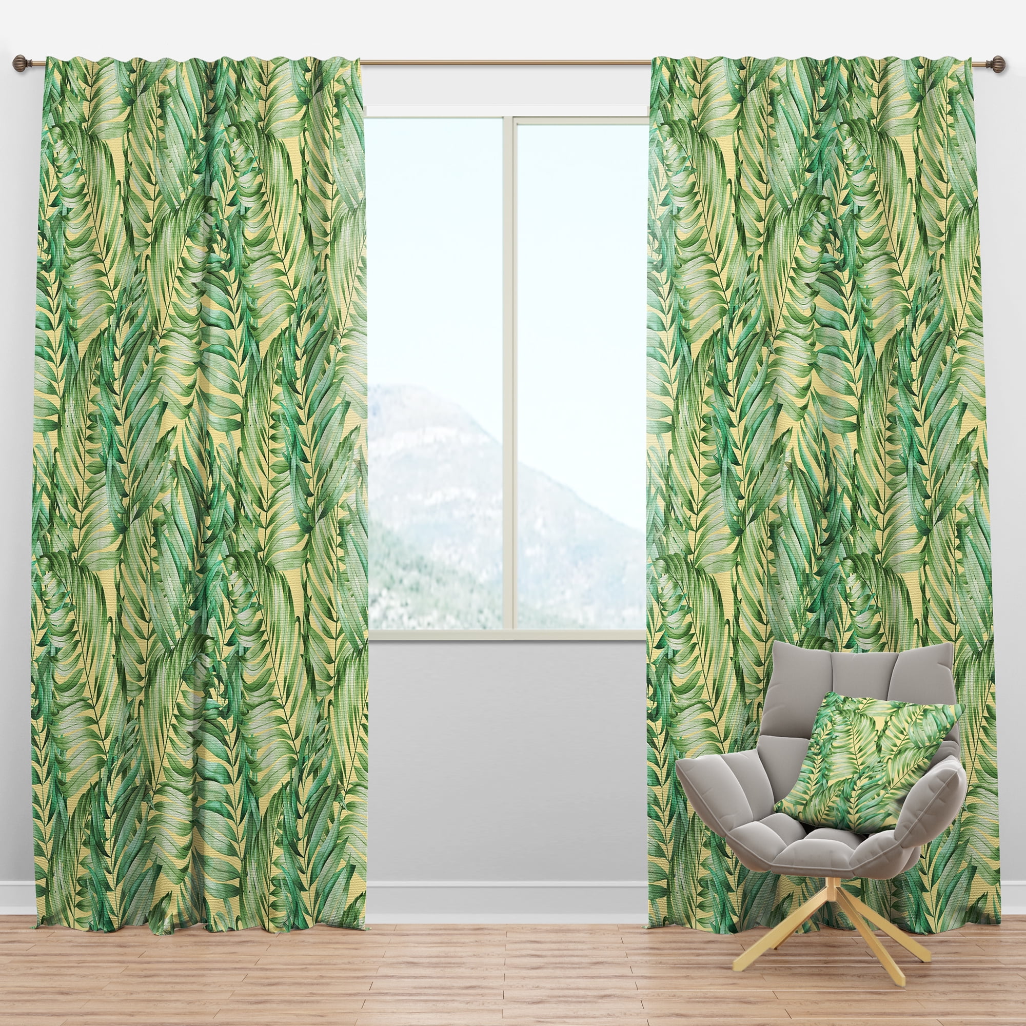Designart 'Retro Tropical Foliage I' Mid-Century Modern Blackout Curtain Panel