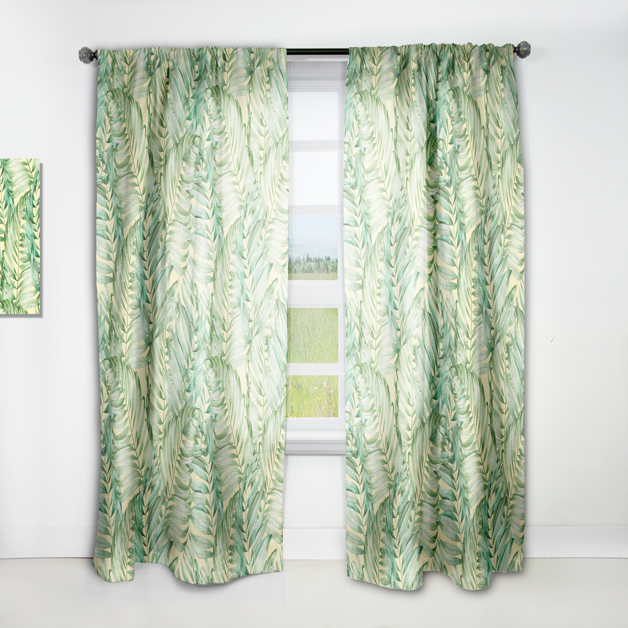 Designart 'Retro Tropical Foliage I' Mid-Century Modern Curtain Panel
