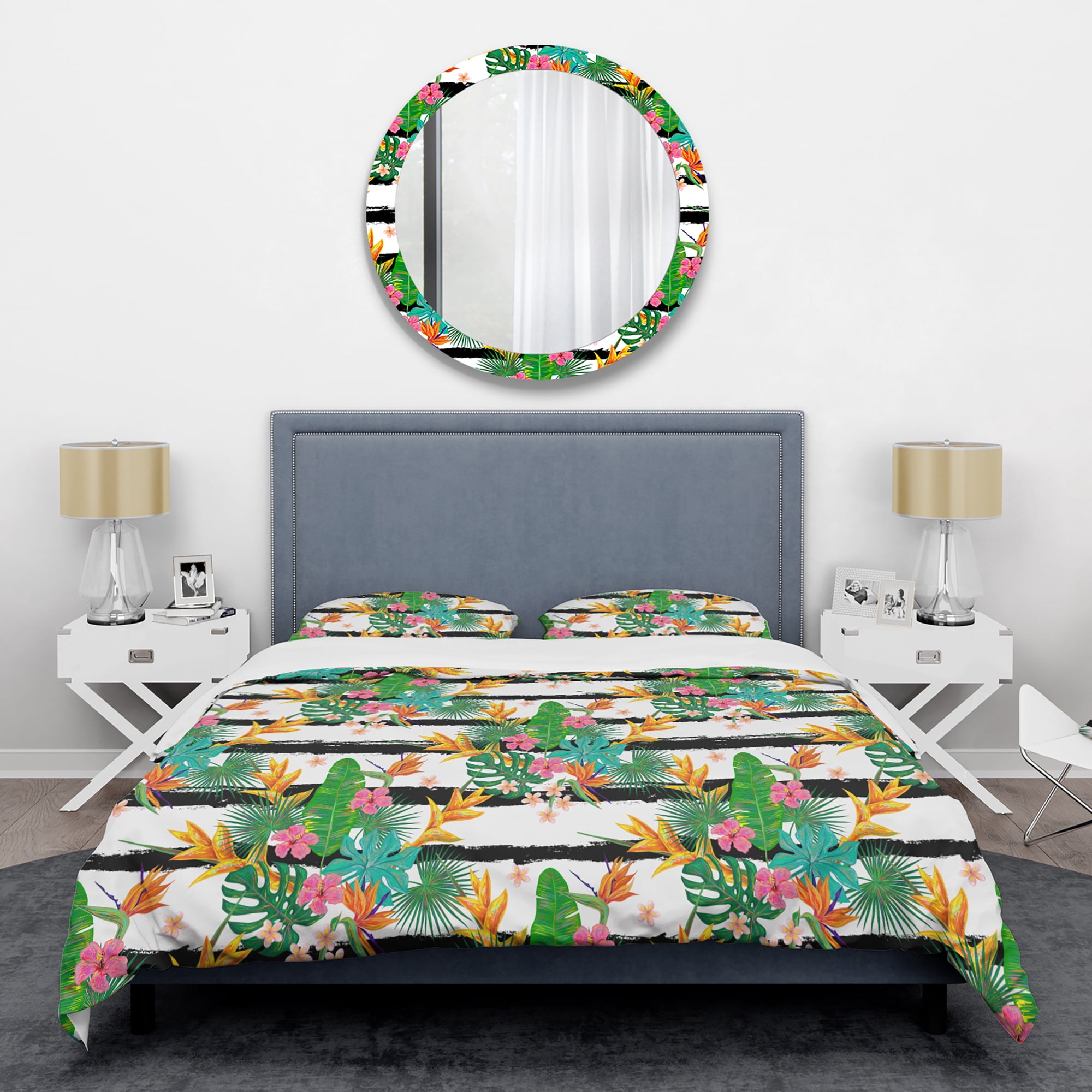 Designart 'Retro Tropical Leaves II' Mid-Century Modern Duvet Cover Set