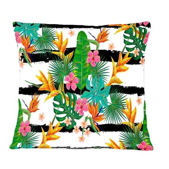 Designart Retro Tropical Leaves II' Mid-Century Modern Throw Pillow - 12x20