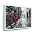 thumbnail image 1 of Designart ' Retro Vintage Red Bike ' Cityscape Photo Framed Canvas Art Print, 1 of 2