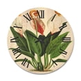 thumbnail image 1 of Designart 'Retro Wildflowers' Farmhouse Wood Wall Clock, 1 of 5