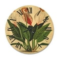 thumbnail image 1 of Designart 'Retro Wildflowers' Farmhouse Wood Wall Clock, 1 of 5