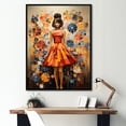 thumbnail image 1 of Designart "Retro Woman Portrait Mid Century Elegance III" Abstract Floater Framed Wall Art Print, 1 of 7