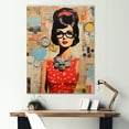 thumbnail image 1 of Designart "Retro Woman Portrait Mid Century Elegance IV" Abstract Canvas Art Print, 1 of 5