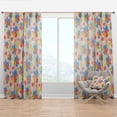 thumbnail image 1 of Designart 'Retro Yellow Pink Flowers' Mid-Century Modern Curtain Panel, 1 of 4