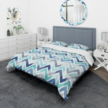 Designart 'Retro dotted blue wave pattern' Vintage Duvet Cover Set