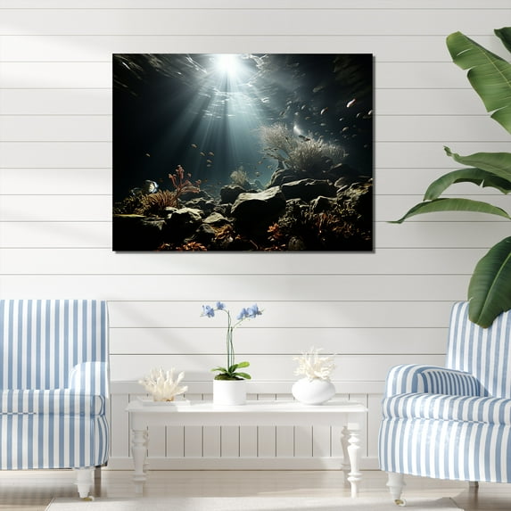 Designart "Revealing Nature'S Beauty In Deep Sea Diving" Coastal Coral Under Water Wall Art Prints