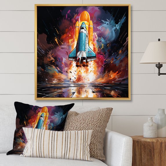Designart "Revelation of the Rocketship I" Transportation Floater Framed Canvas Art Print