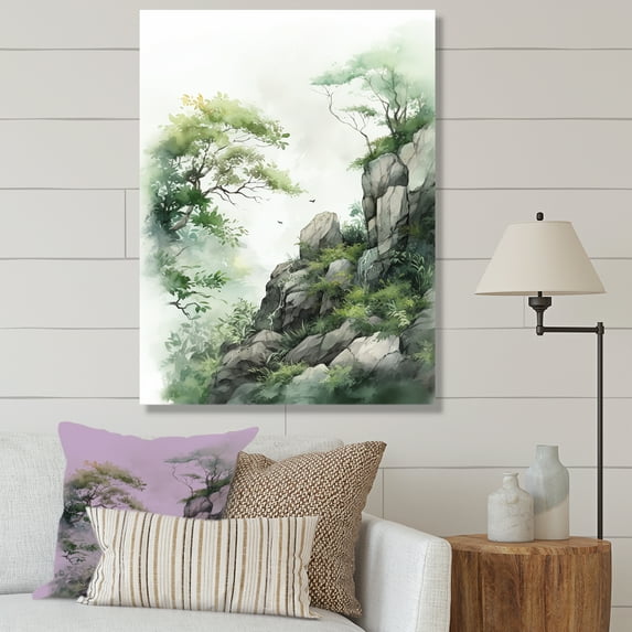 Designart "Reverie Of Minimalist Cliffside" Landscape Mountains Canvas Prints