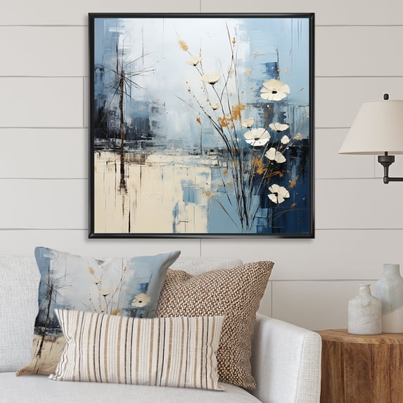 Designart "Reverie Of Stormy Prairies In Minimalism II" Prairies Floater Framed Wall Decor