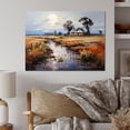 thumbnail image 1 of Designart "Reverie by the Farmhouse River I" Landscapes Metal Art Print, 1 of 5