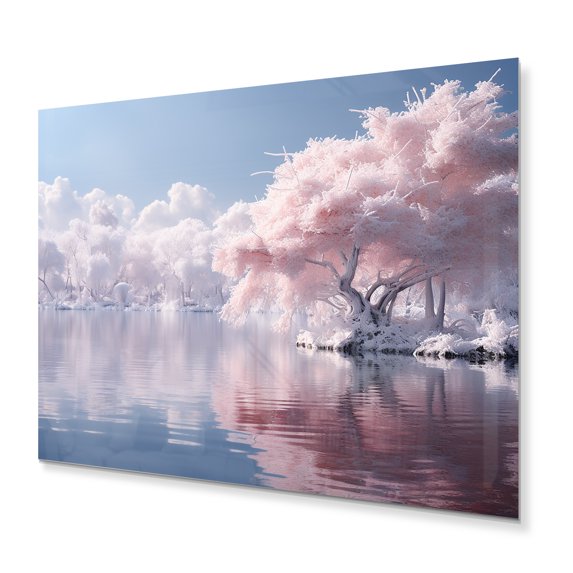 Designart "Reverie by the Winter Lake I" Landscapes Metal Art Print