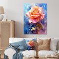 thumbnail image 1 of Designart "Reverie of Peach and Blue Roses II" Roses Metal Wall Art, 1 of 1